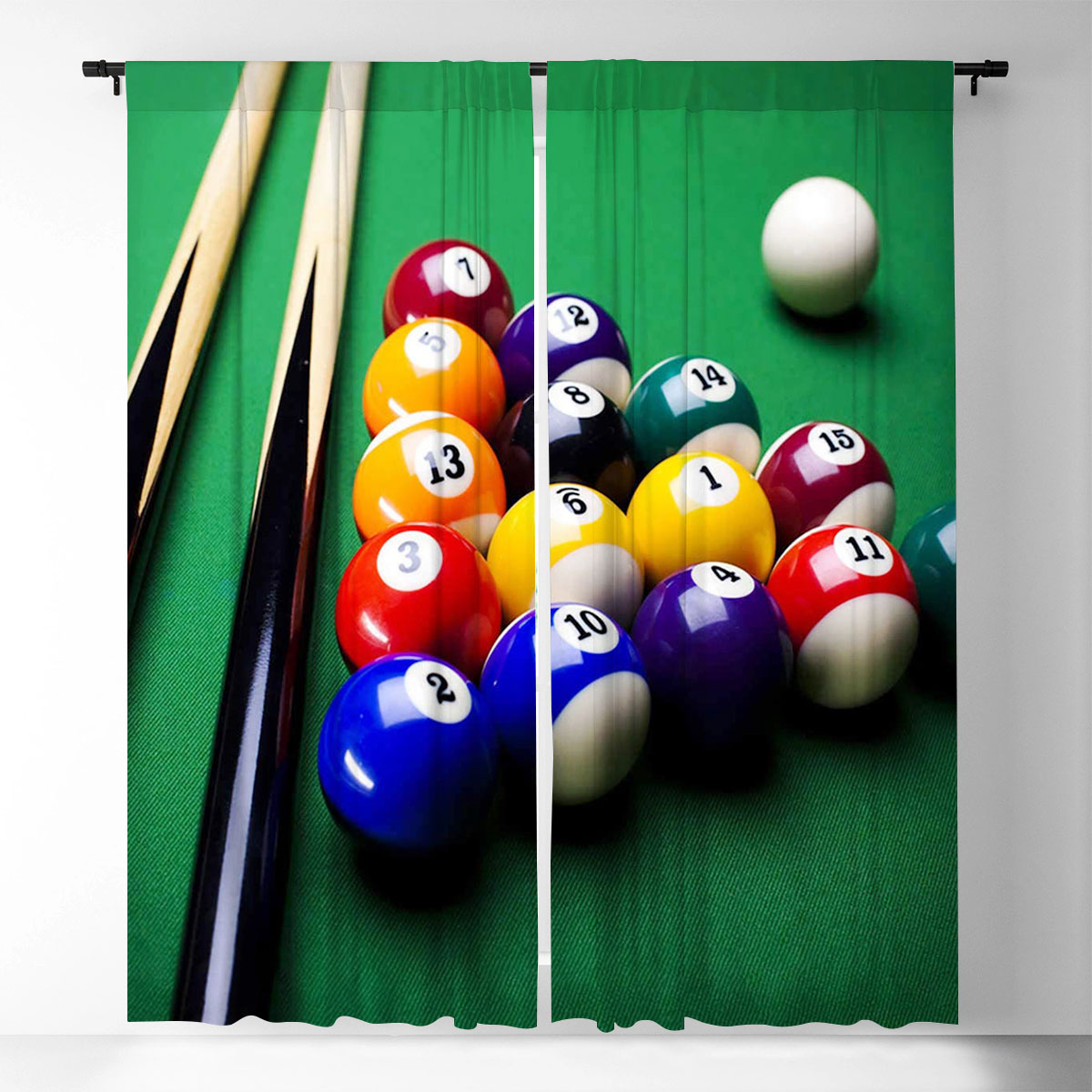 Billiard Pool Balls Window Curtain