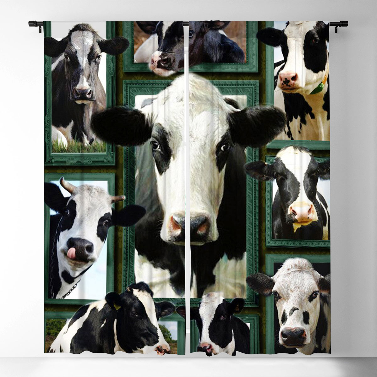 Black And White Cow Window Curtain