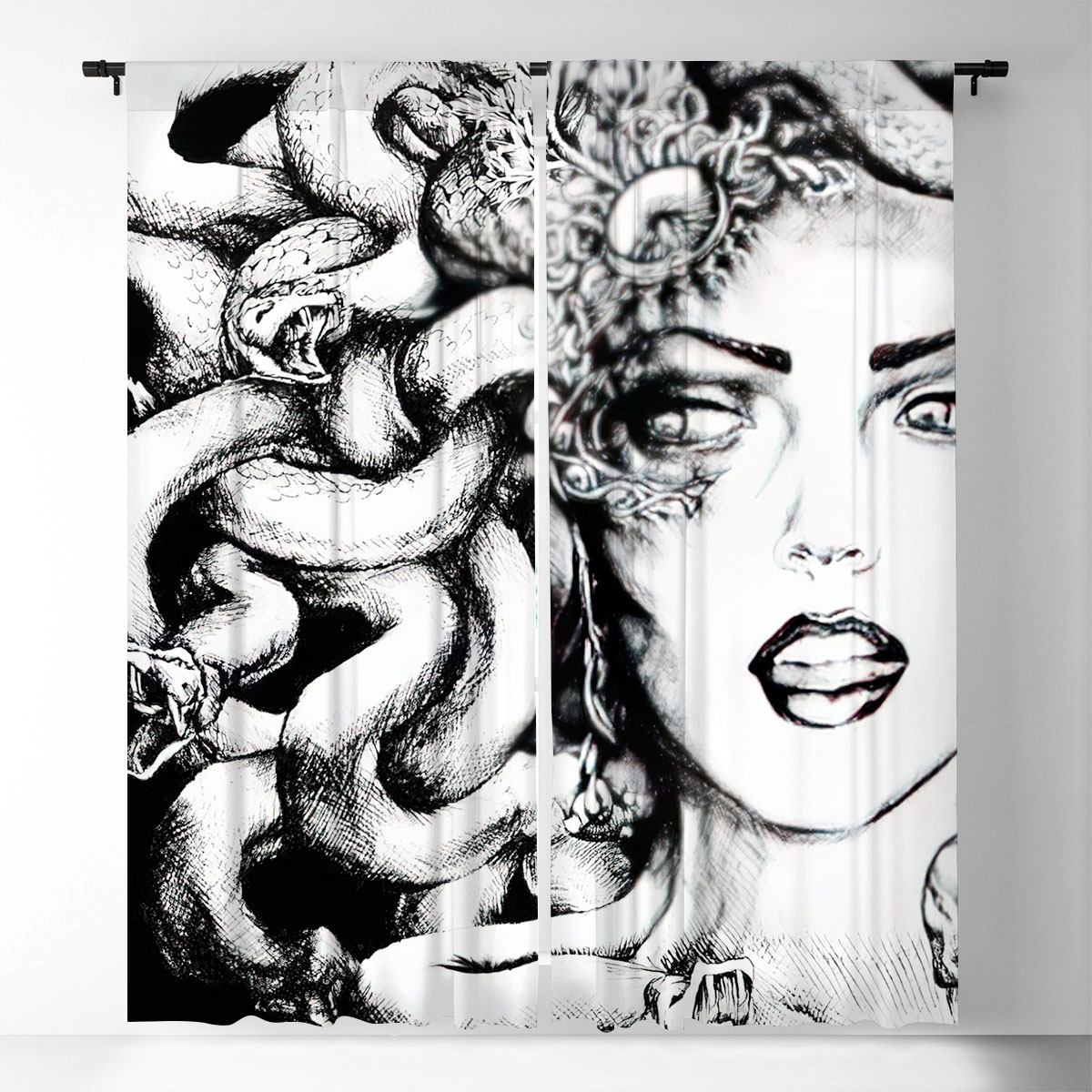 Black And White Medusa Window Curtain