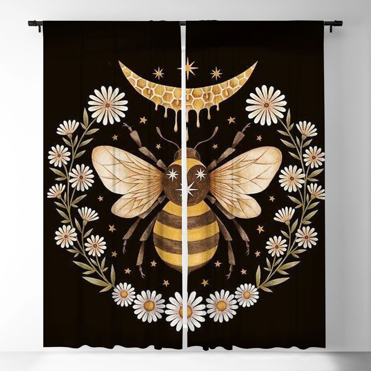 Black Bee Window Curtain