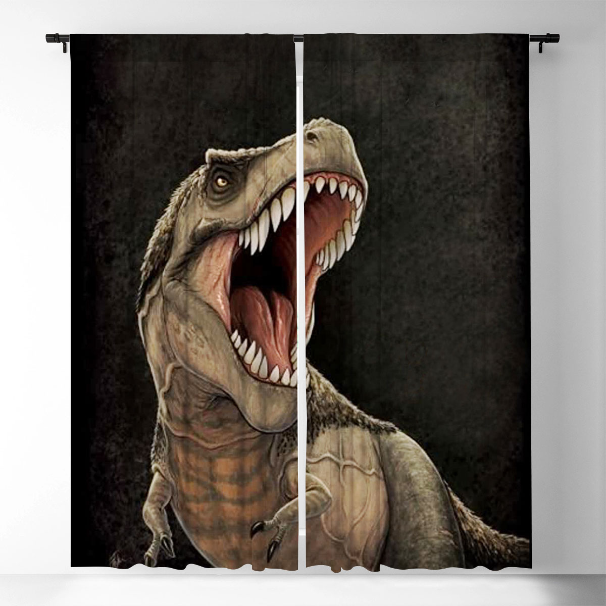 Black Dinosaur Window Curtain