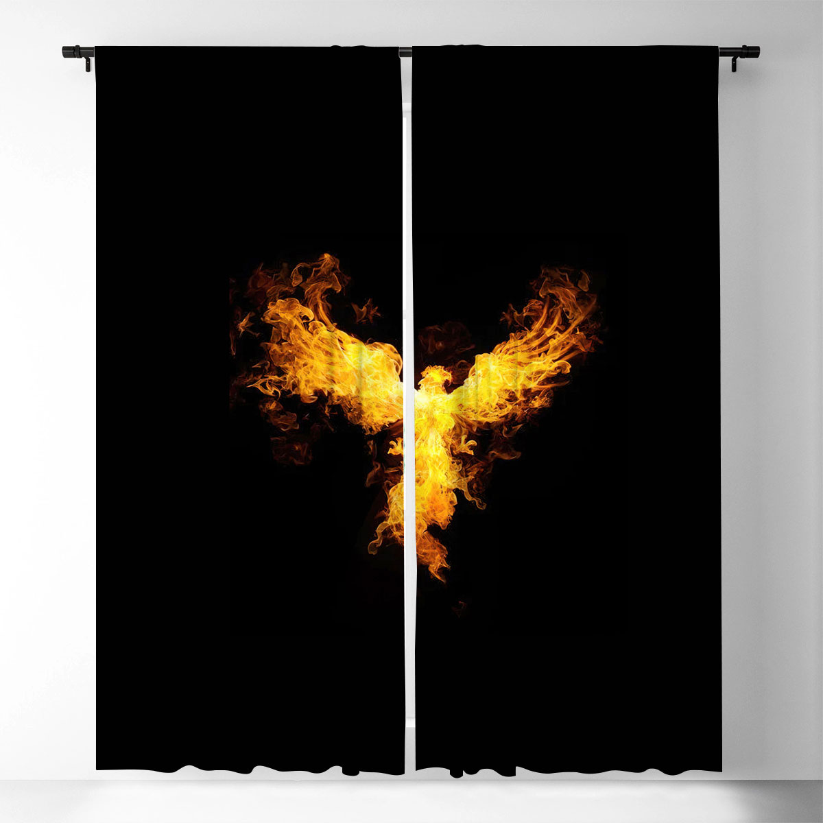 Black Fire Phoenix Window Curtain