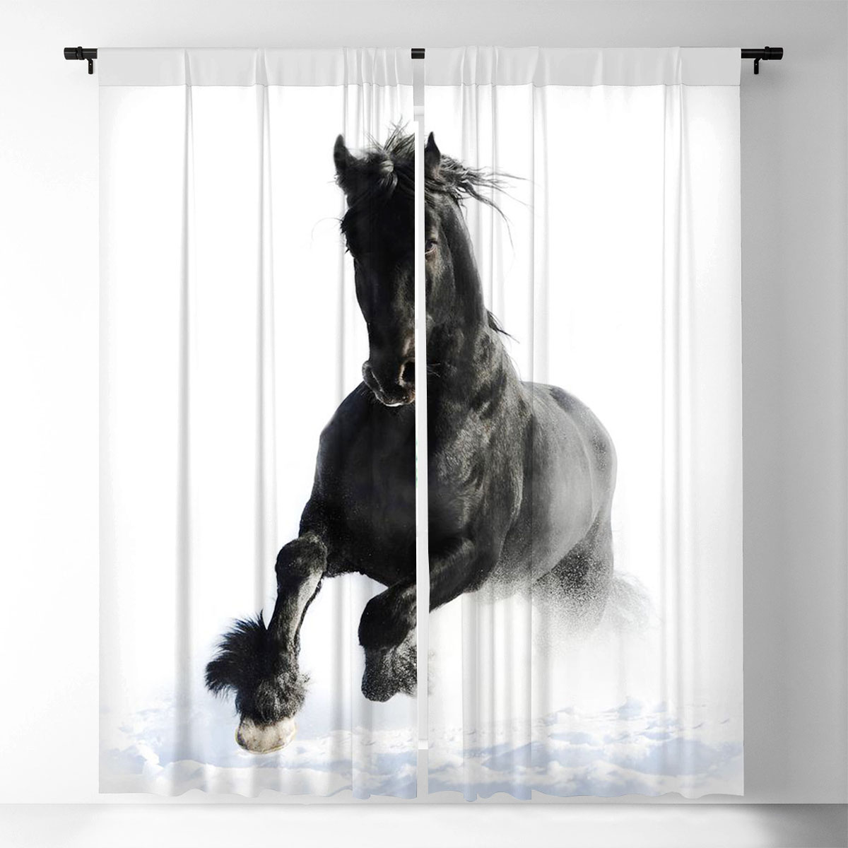 Black Horse Window Curtain