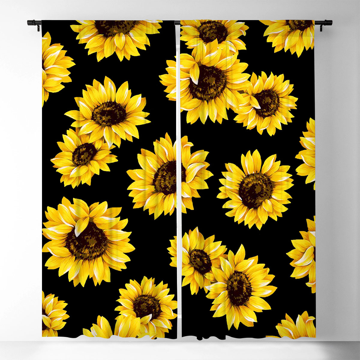Black Sunflower Window Curtain