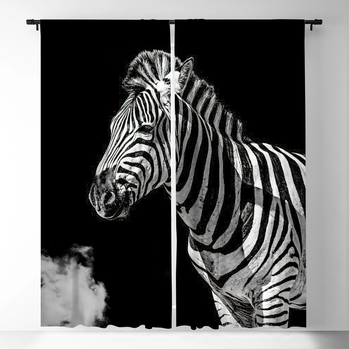 Black Wild Zebra Window Curtain