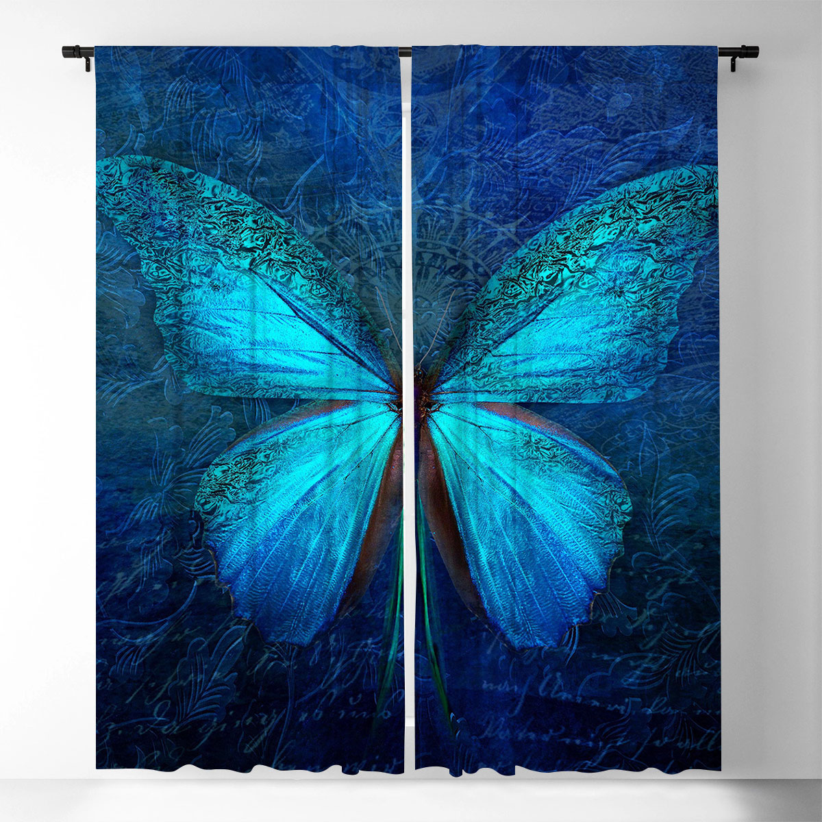 Blue Butterfly Window Curtain