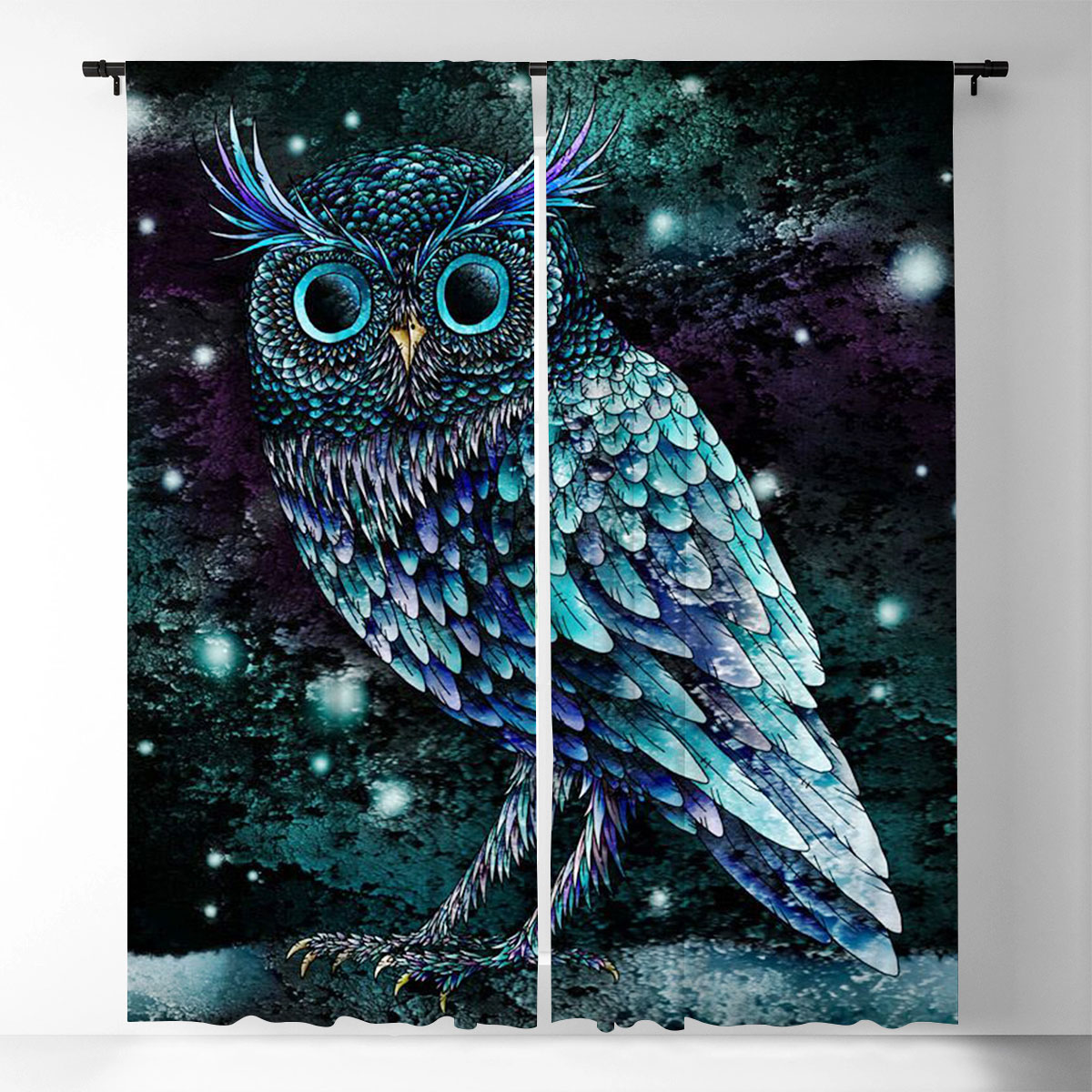 Blue Owl Window Curtain