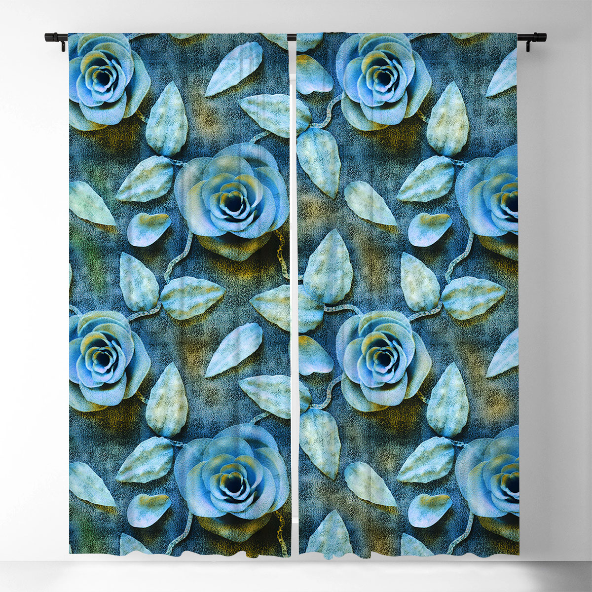 Blue Rose Window Curtain