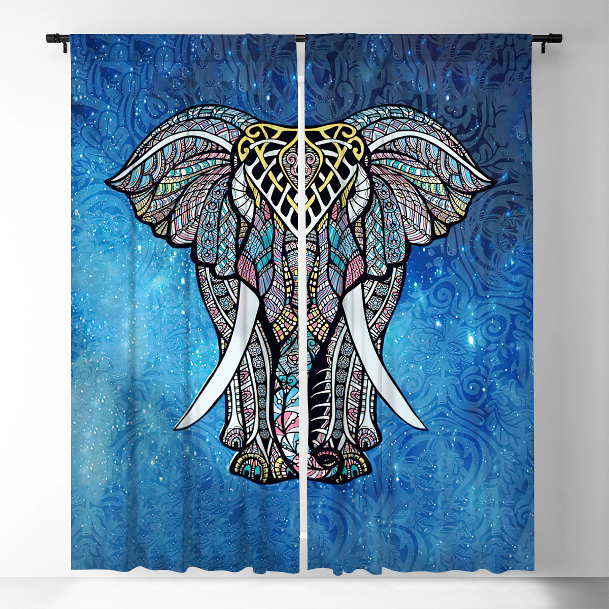 Bohemian Mandala Elephant Window Curtain
