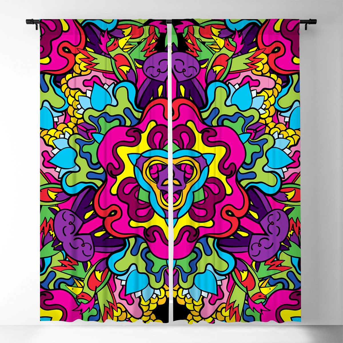 Psychedelic Hippie Window Curtain