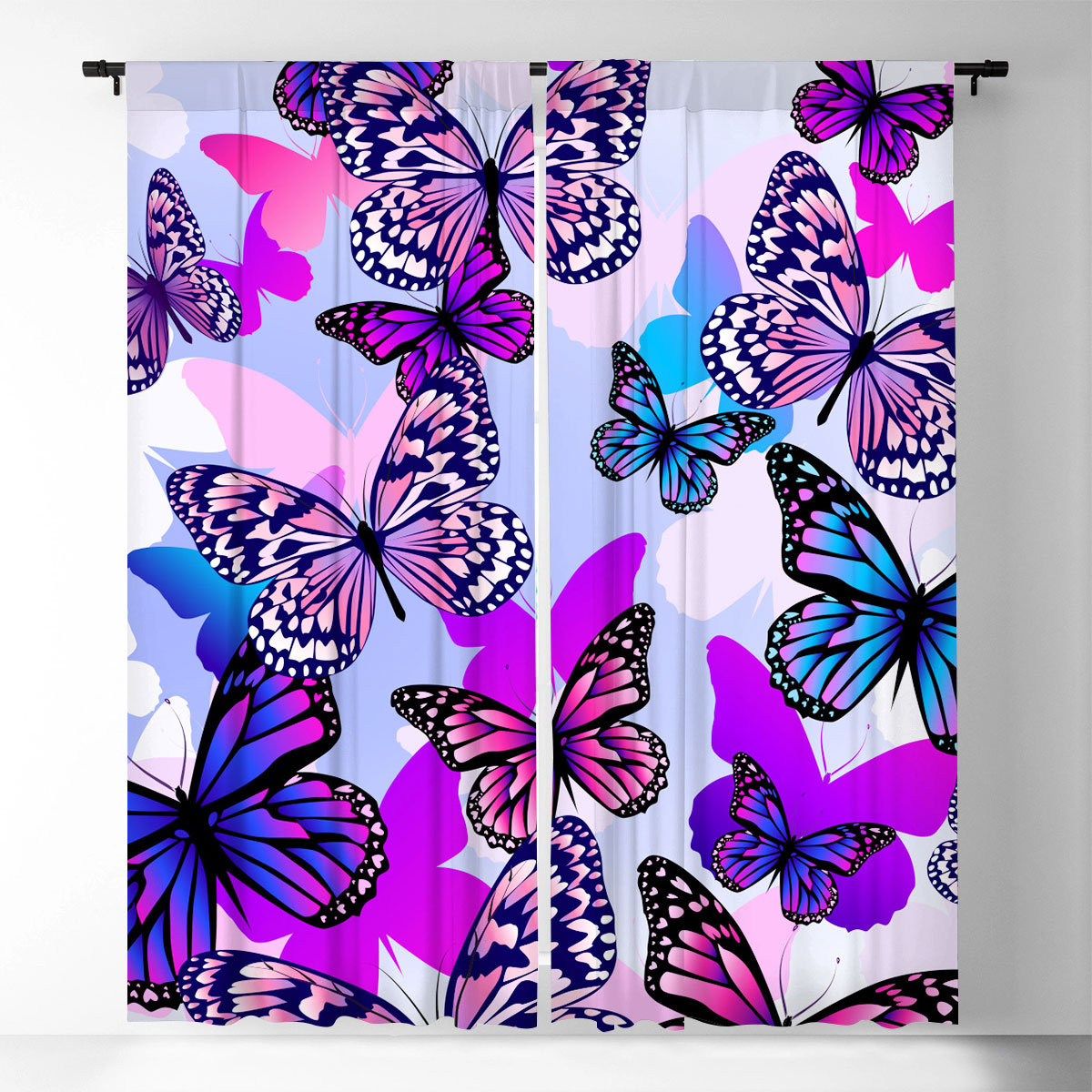 Purple Butterfly Window Curtain