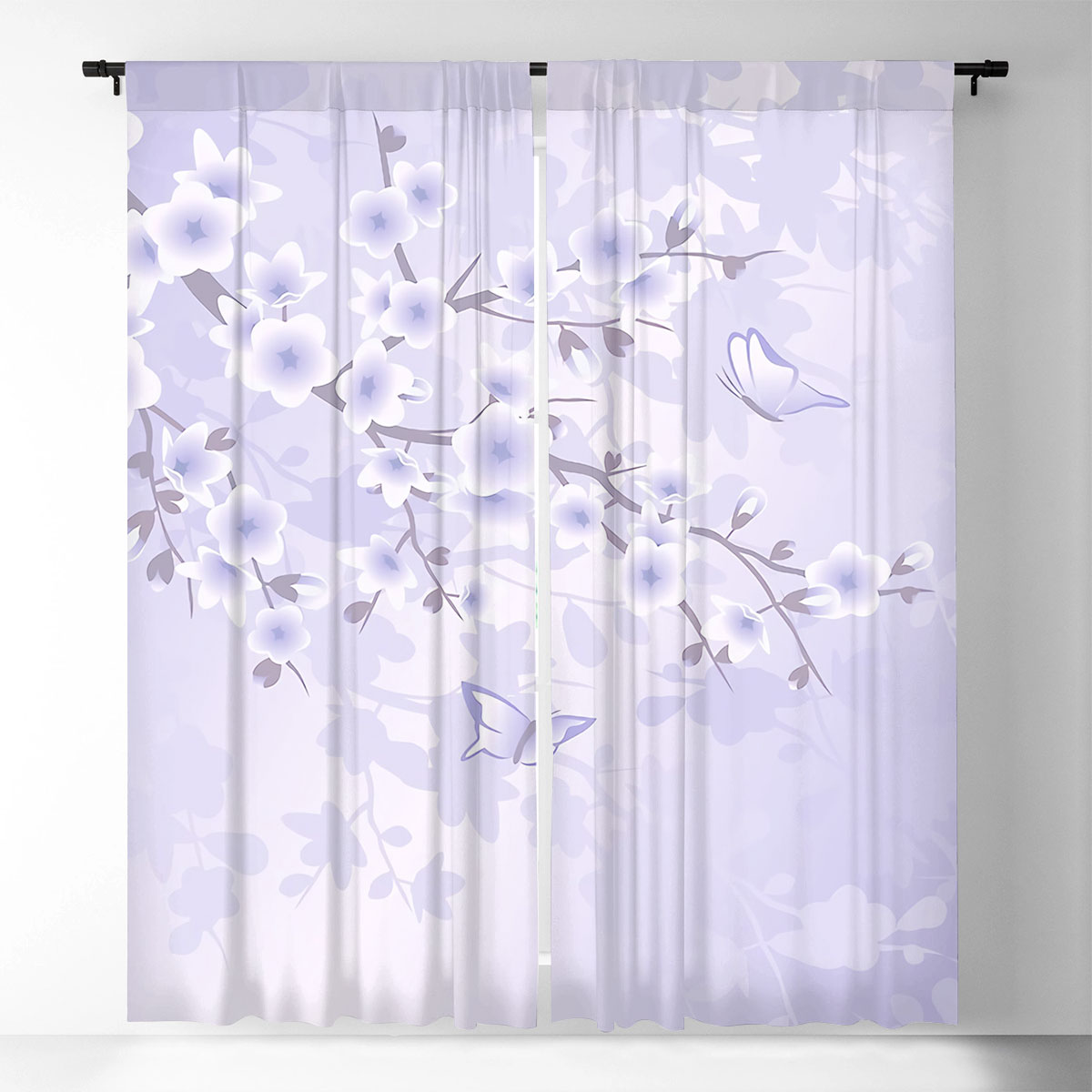 Purple Cherry Blossom Window Curtain