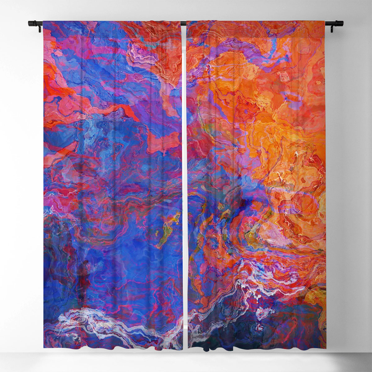 Red And Blue Abstract Window Curtain