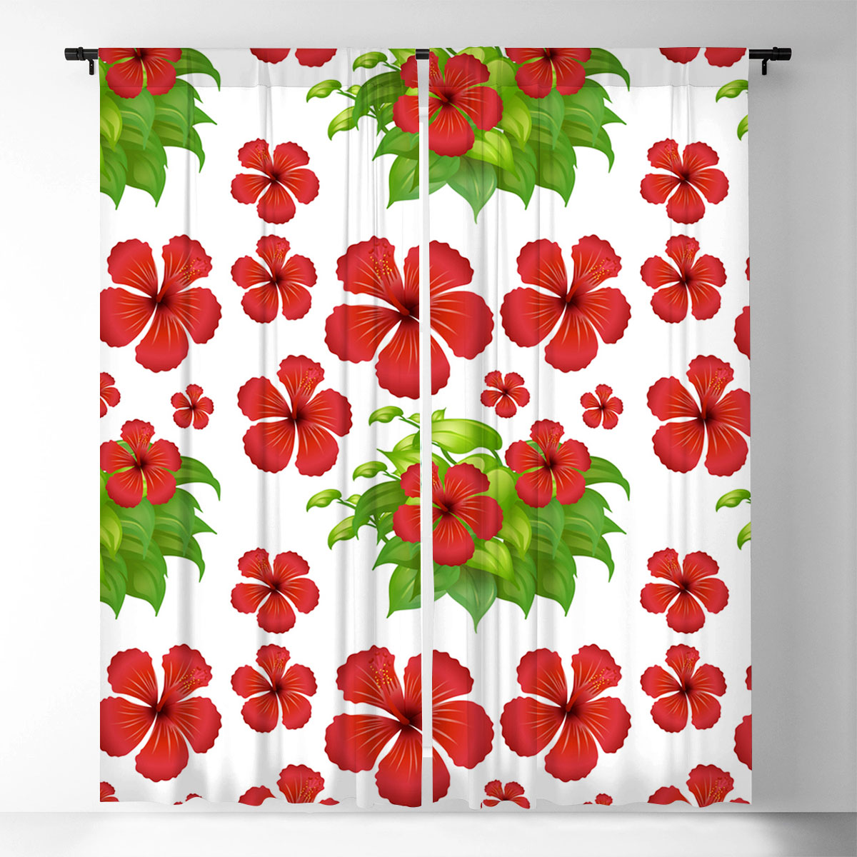 Red Hibiscus Window Curtain