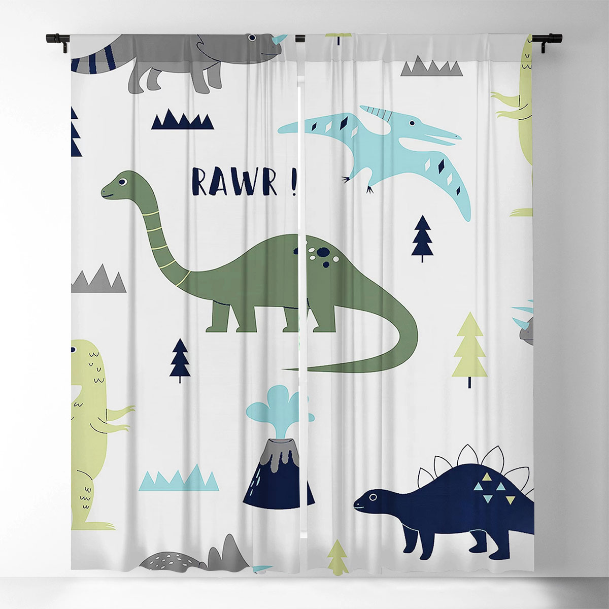 Sweet Dinosaur Window Curtain