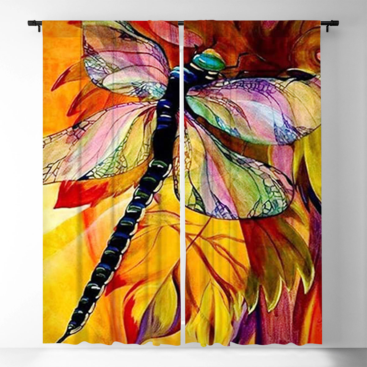 The Sunset Dragonfly Window Curtain