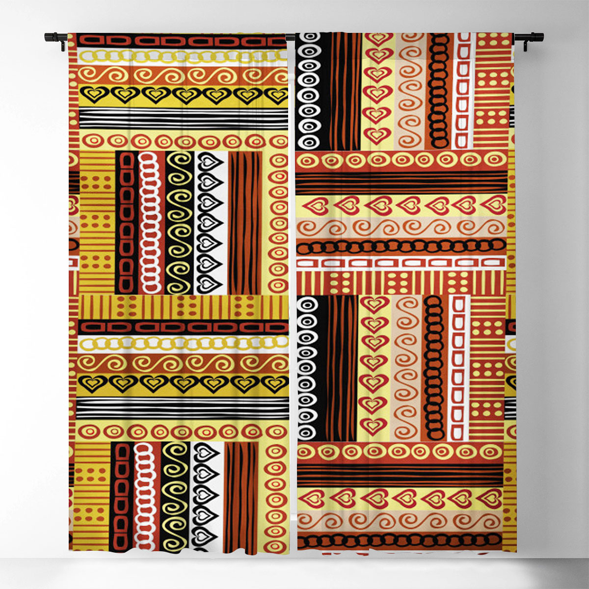 Traditional African Oriental Motifs Window Curtain