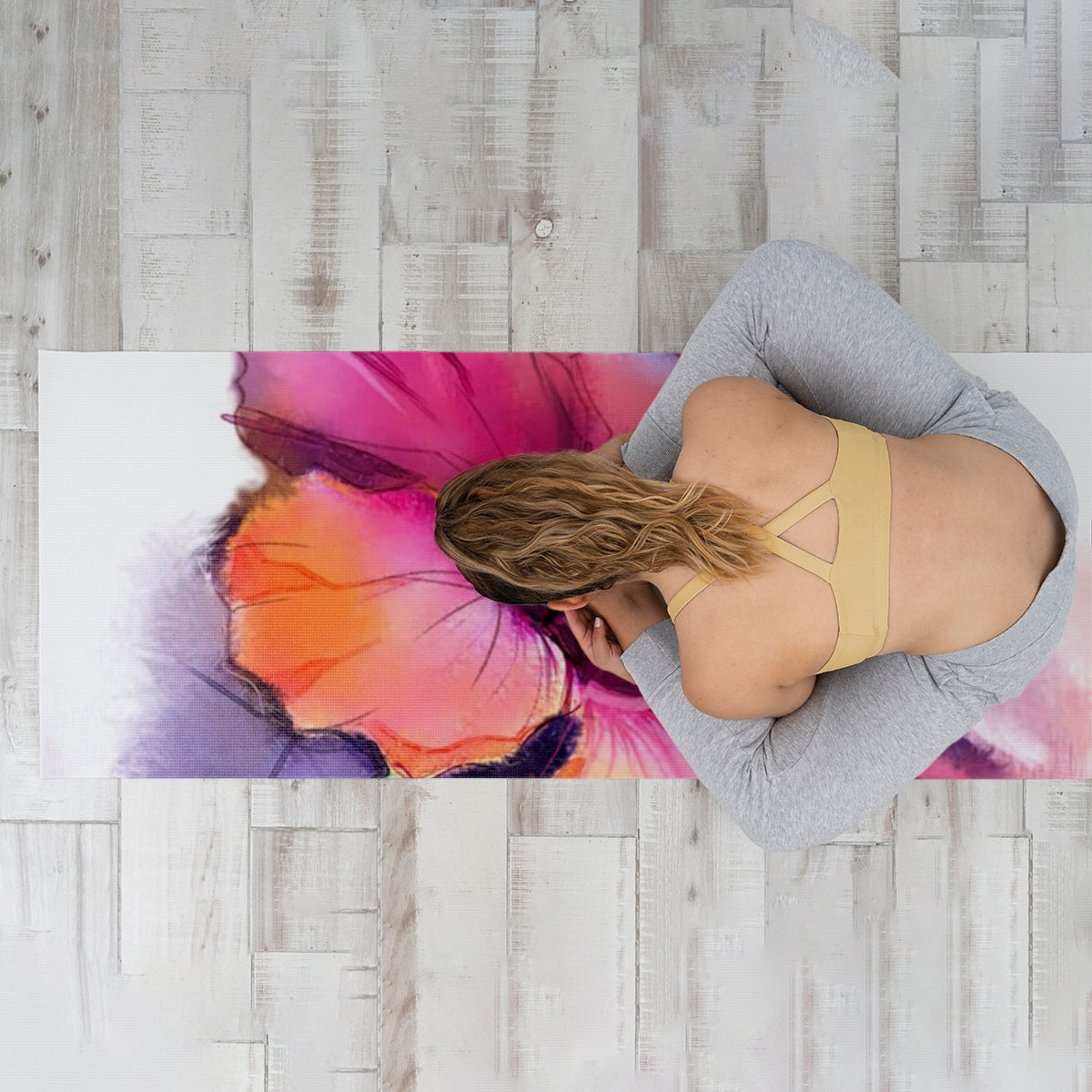Abstract Colorful Hibiscus Yoga Mat