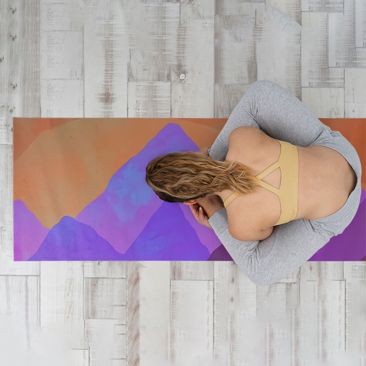 Abstract Mountain Sunset Yoga Mat
