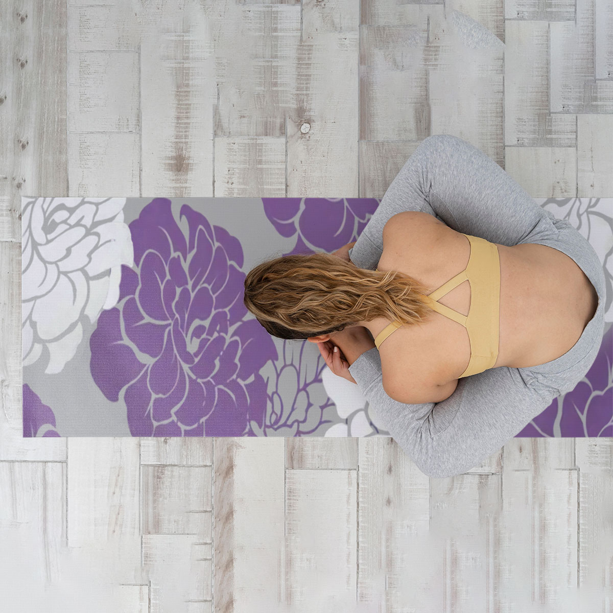 Abstract Purple Peony Yoga Mat