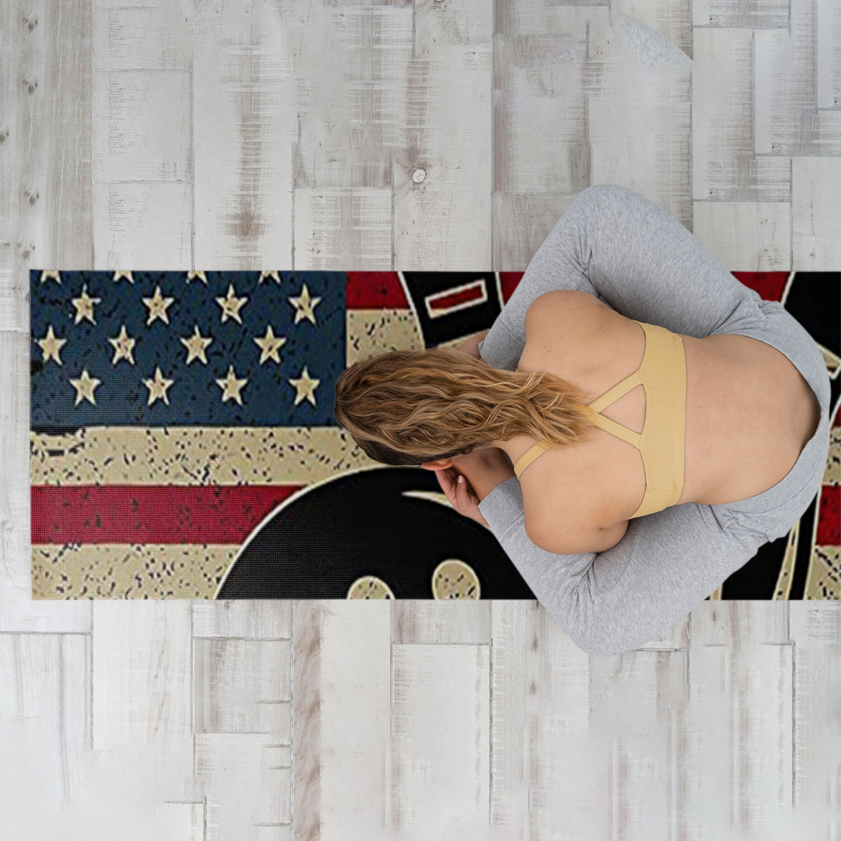 American Flag Black Bowling Yoga Mat