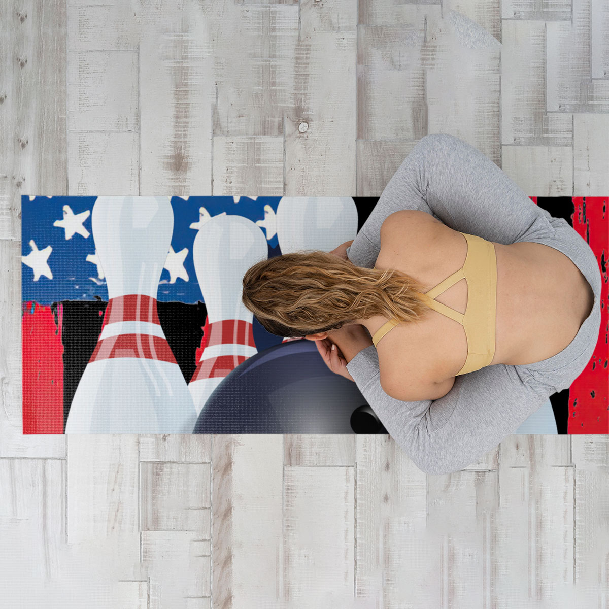 American Flag Bowling Yoga Mat
