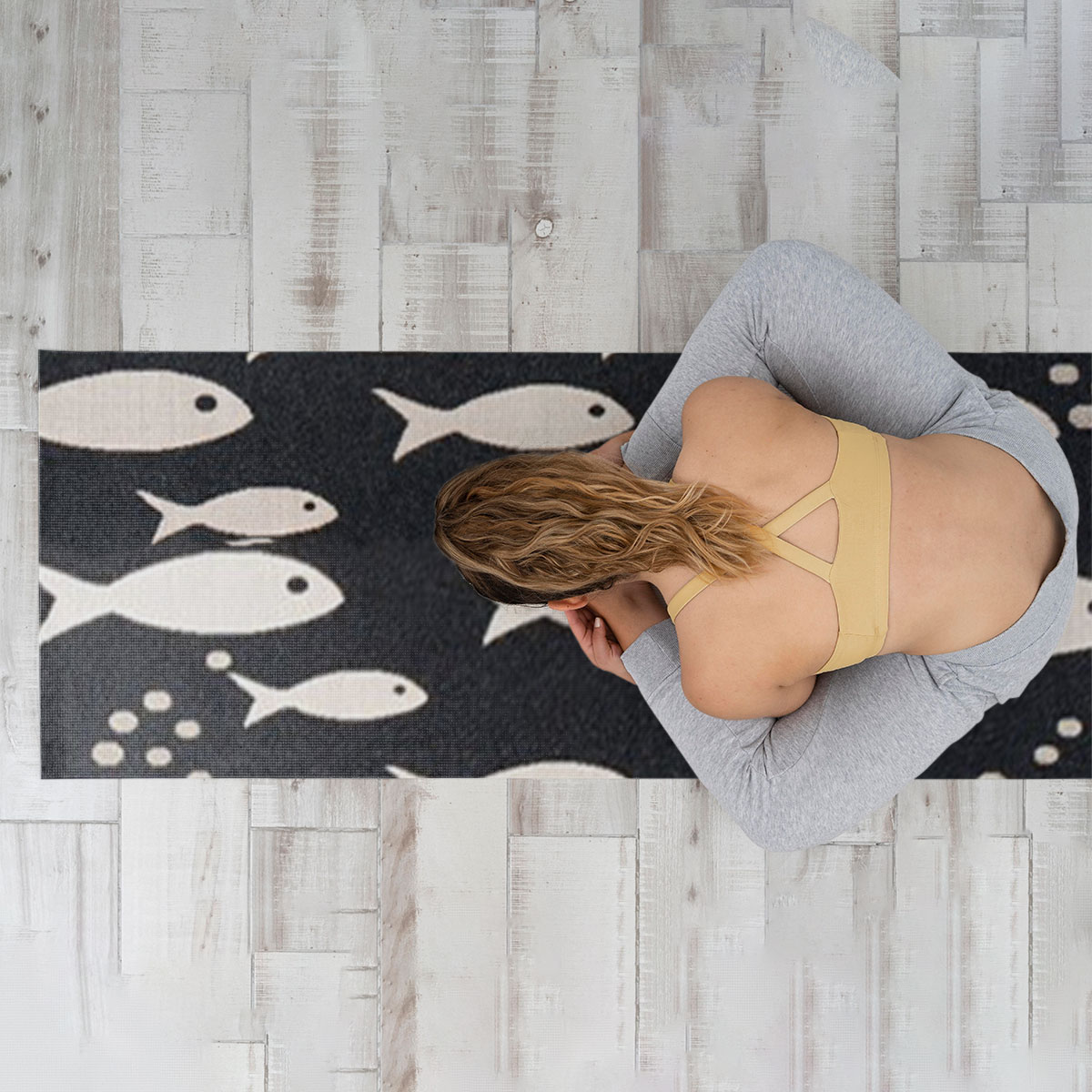 Black And White Fish Yoga Mat