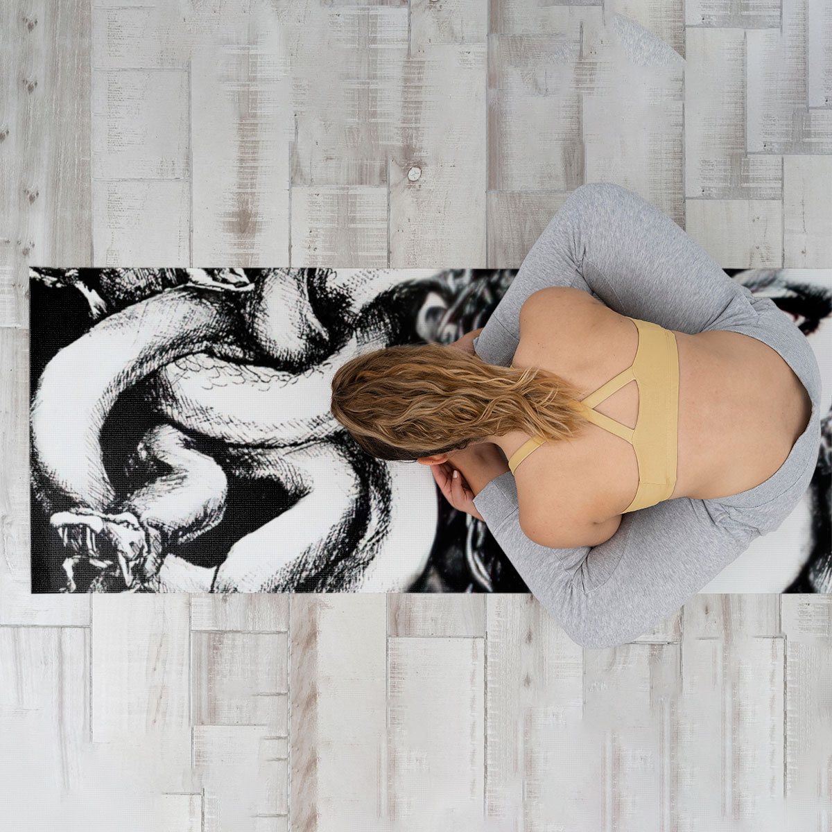 Black And White Medusa Yoga Mat