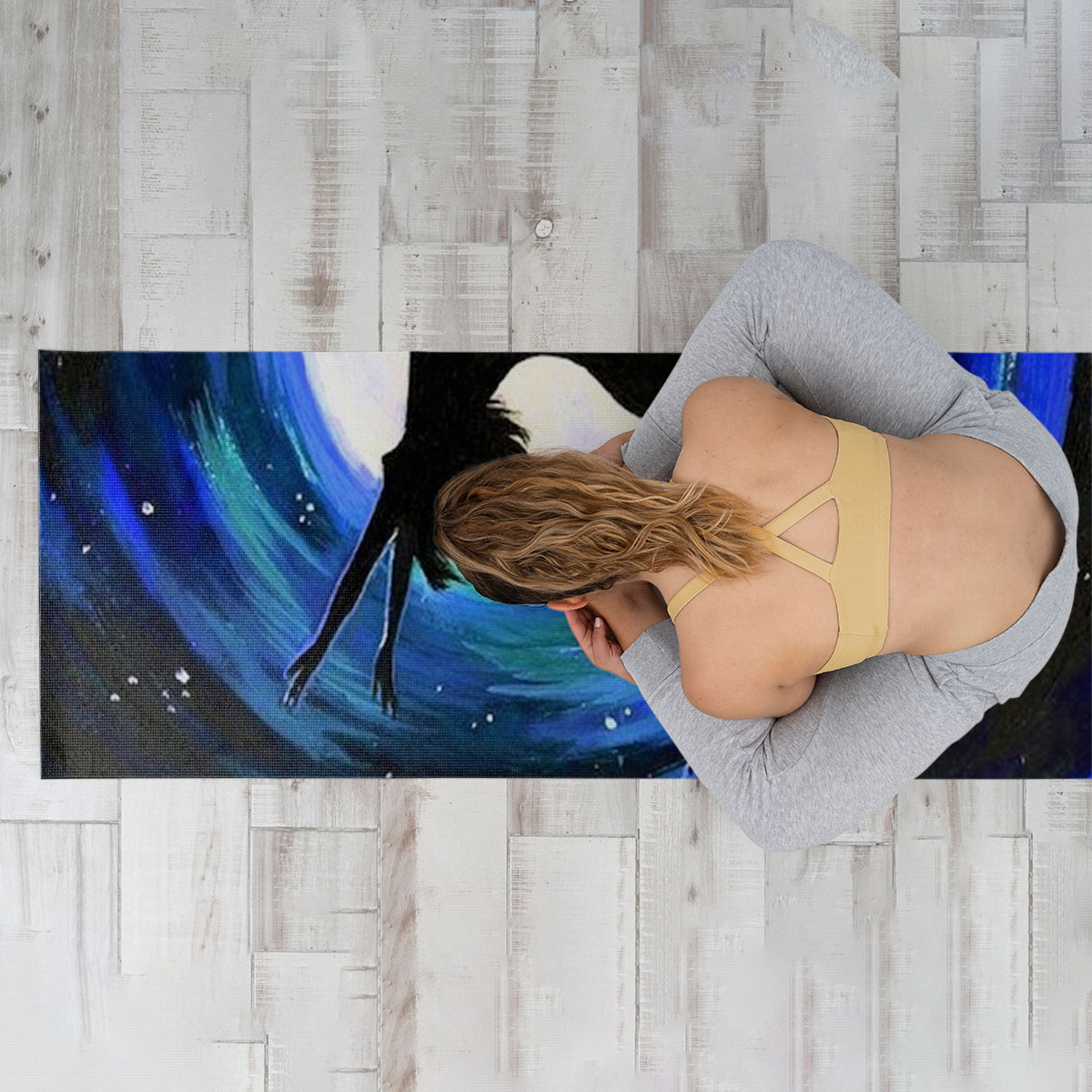 Black Mermaid And Moon Night Yoga Mat