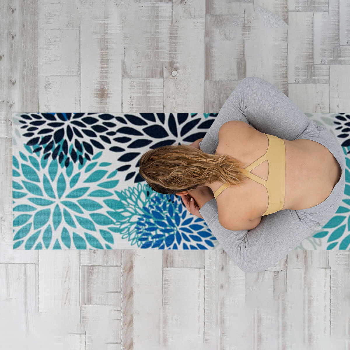 Blue Dahlia Yoga Mat