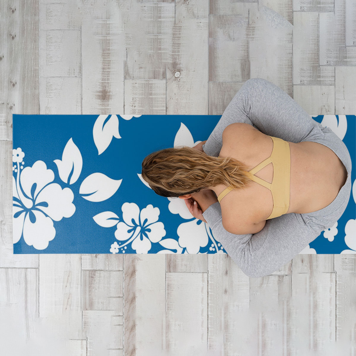 Blue Hawaii Hibiscus Yoga Mat