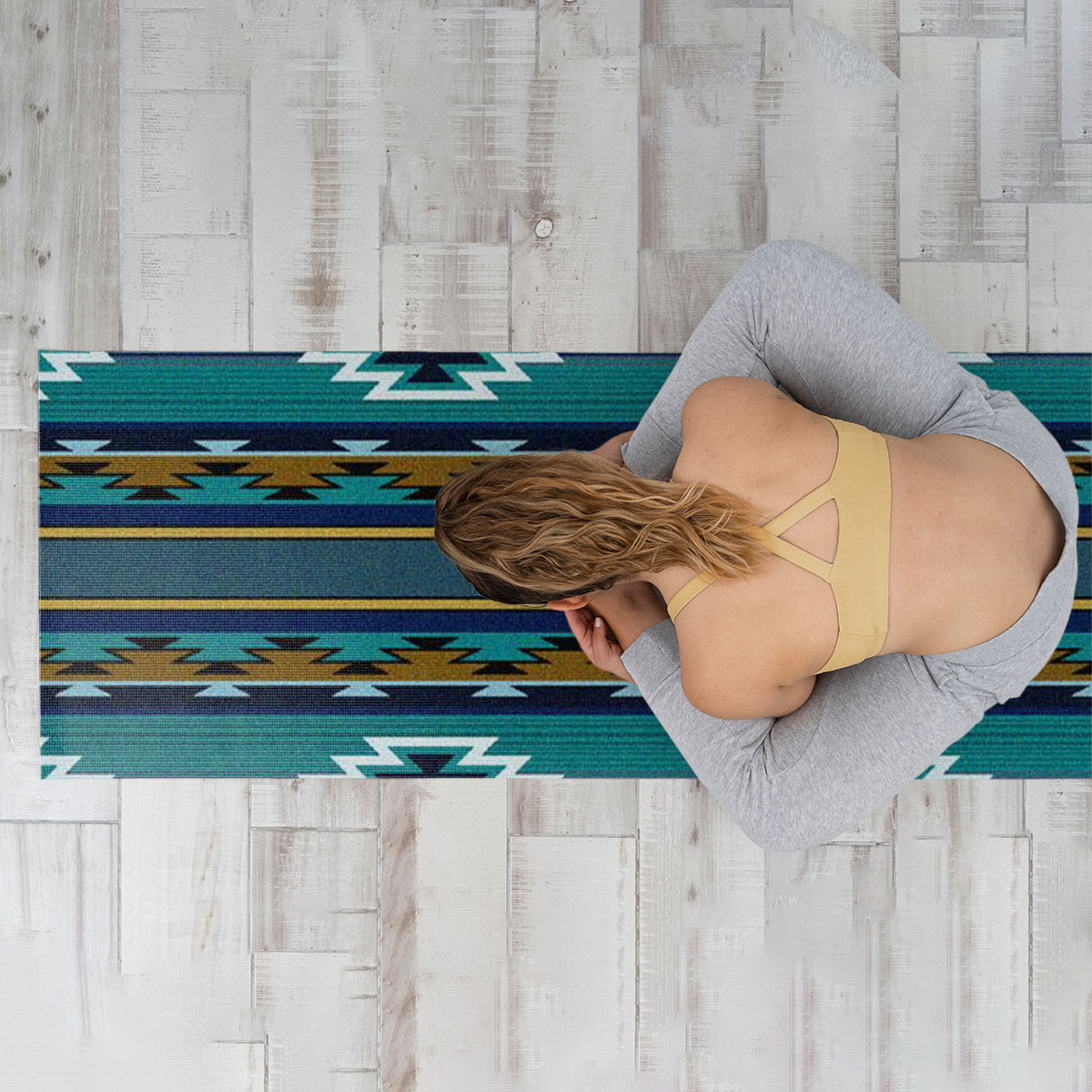 Blue Native American Yoga Mat