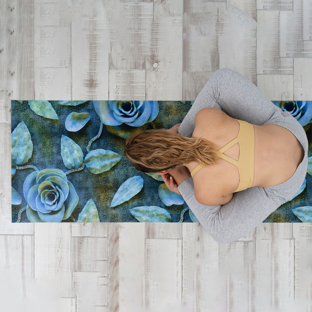 Blue Rose Yoga Mat