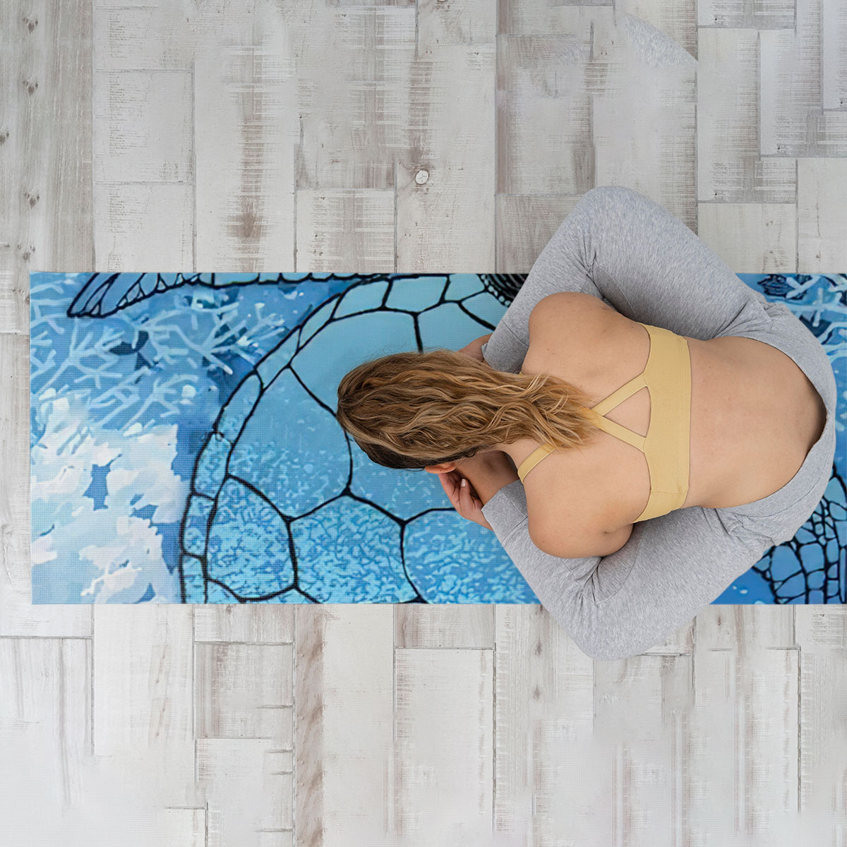 Blue Sea Turtle Yoga Mat