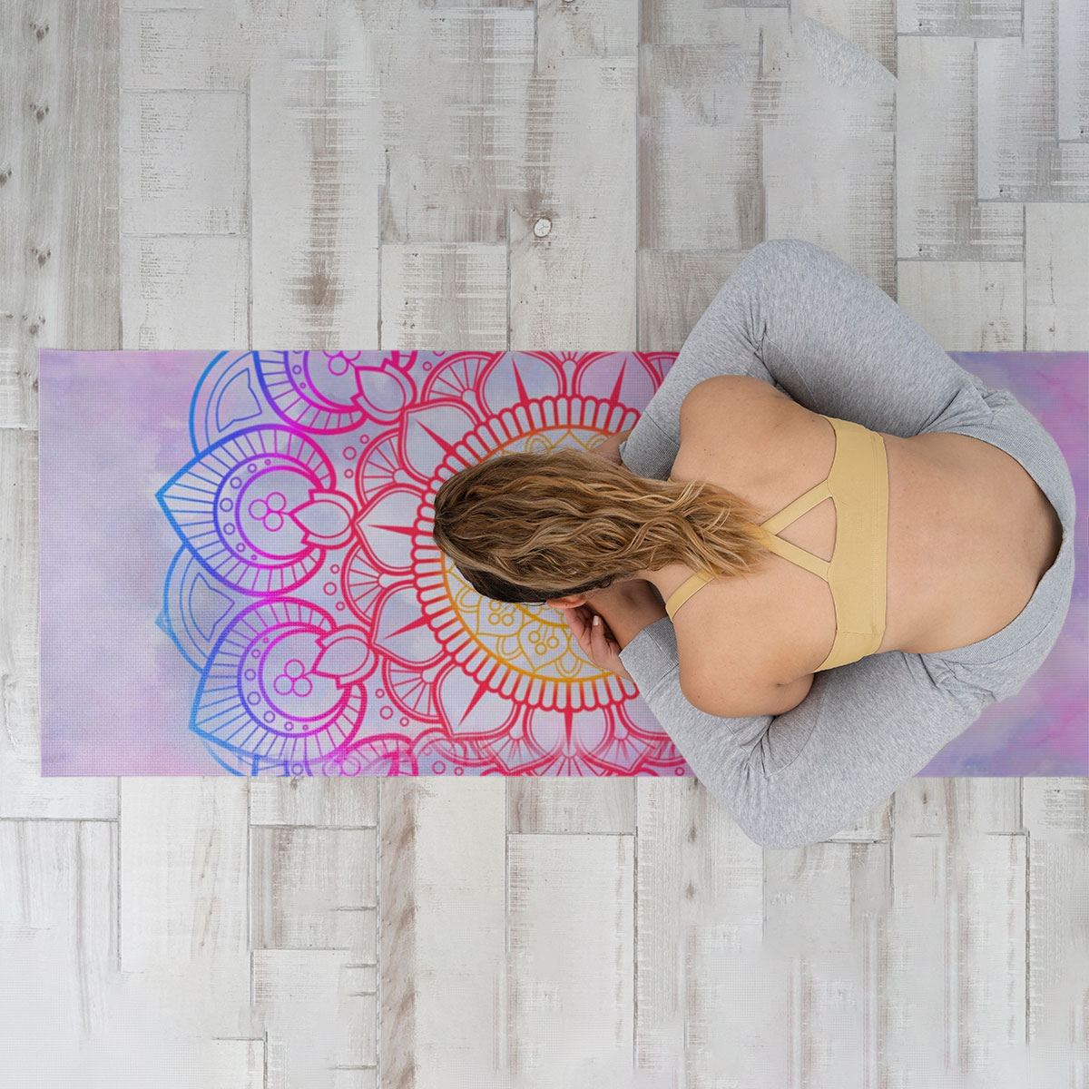 Blue and White Mandala Yoga Mat