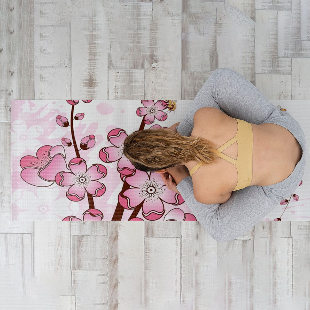 Pretty Cherry Blossom Yoga Mat