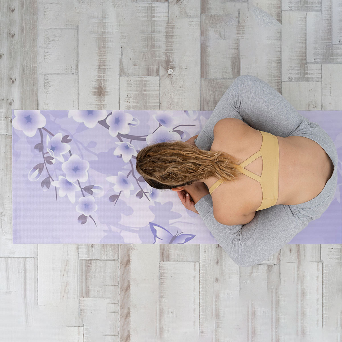 Purple Cherry Blossom Yoga Mat