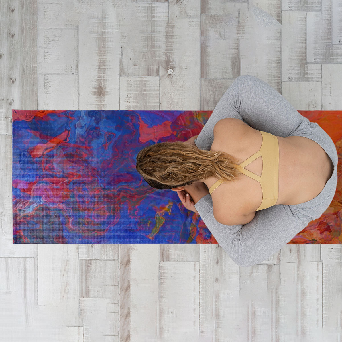 Red And Blue Abstract Yoga Mat