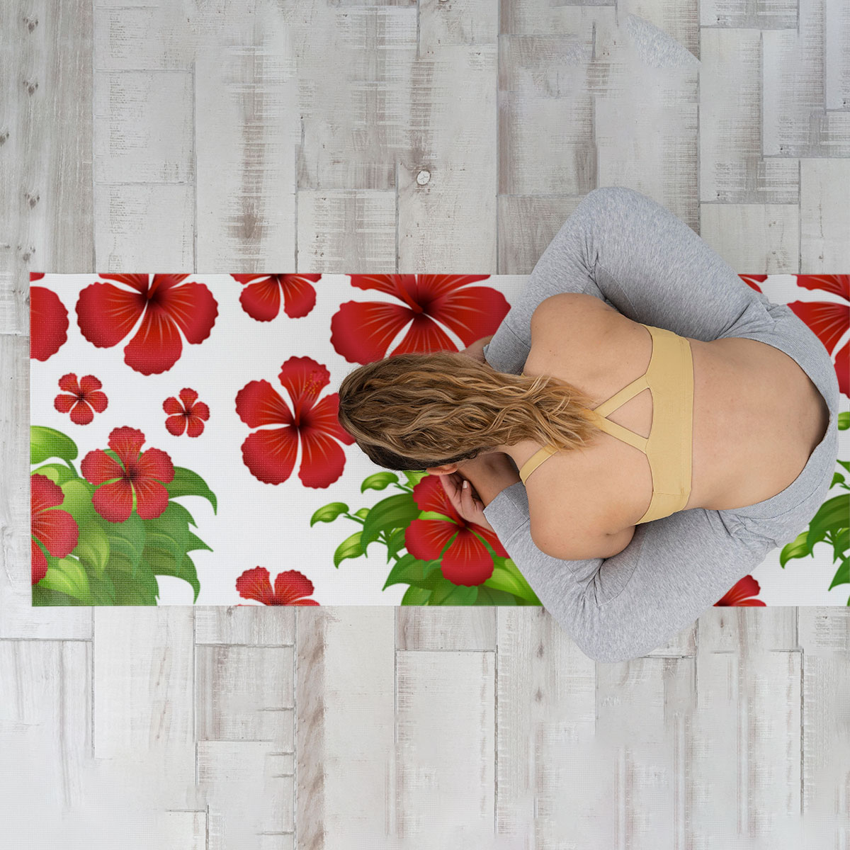 Red Hibiscus Yoga Mat