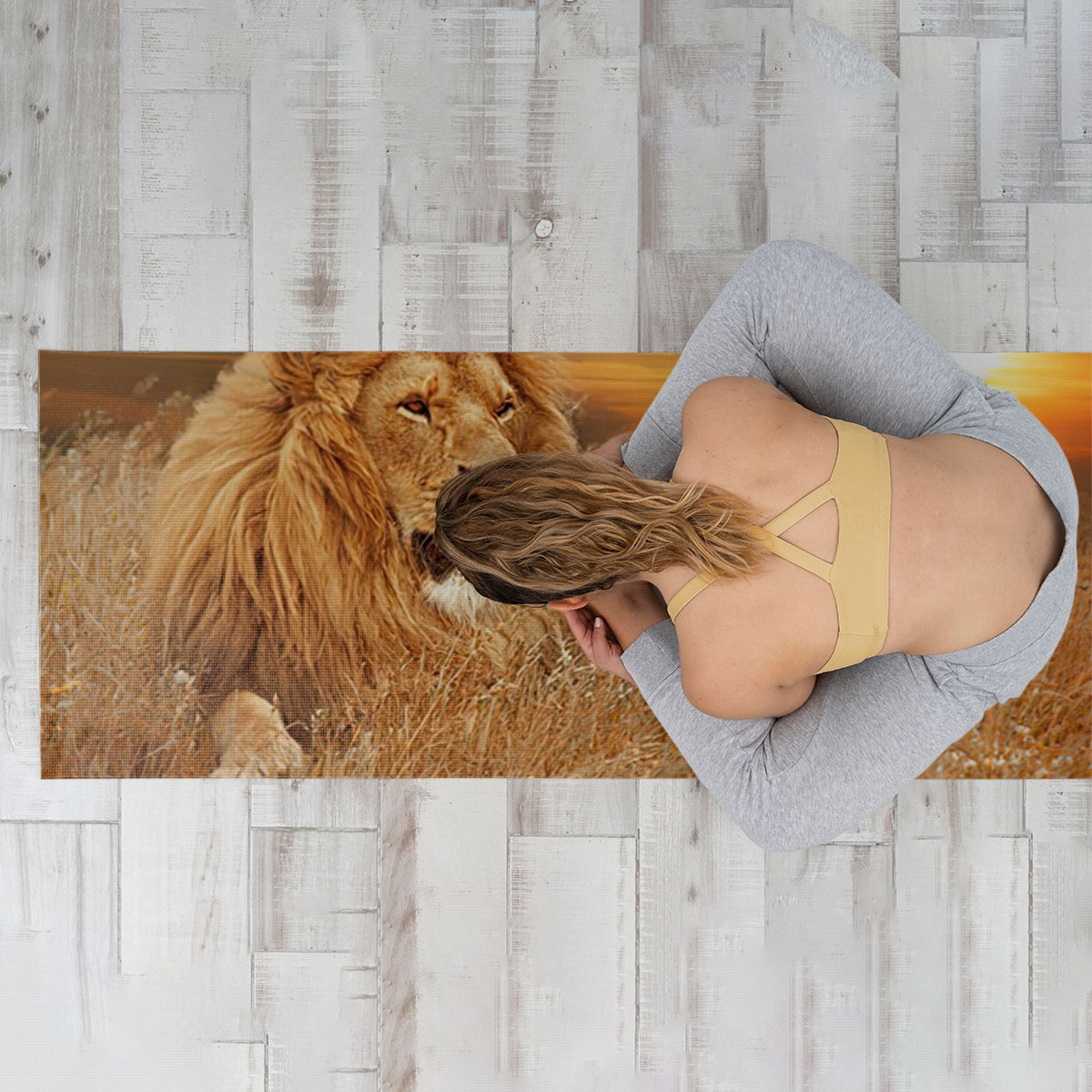 Sunset Lion Yoga Mat
