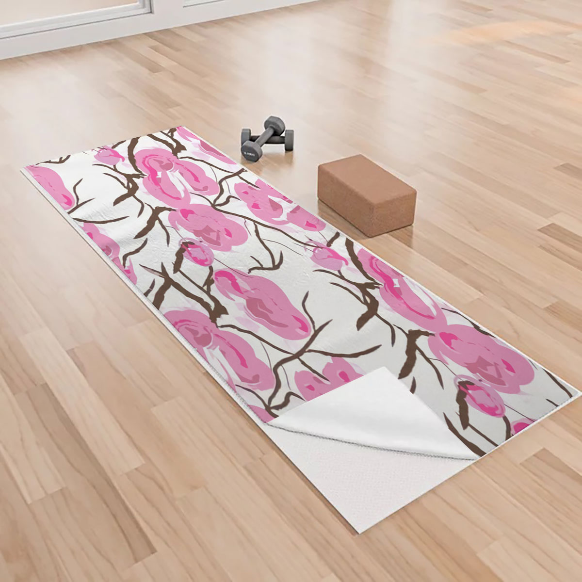 Abstract Cherry Blossom Yoga Towels