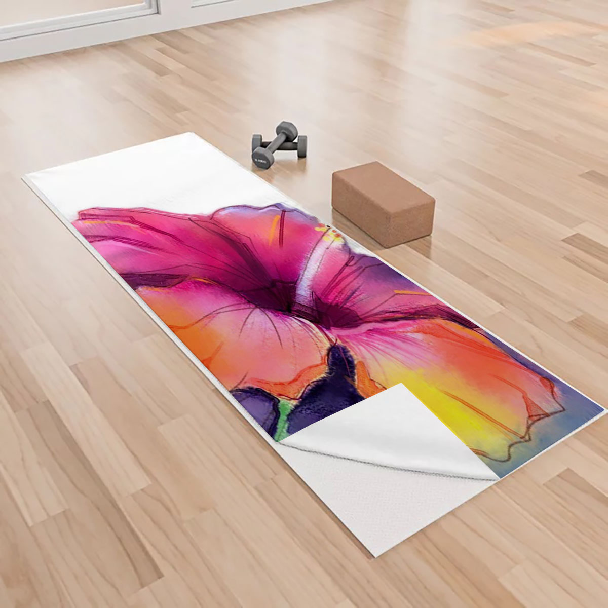Abstract Colorful Hibiscus Yoga Towels