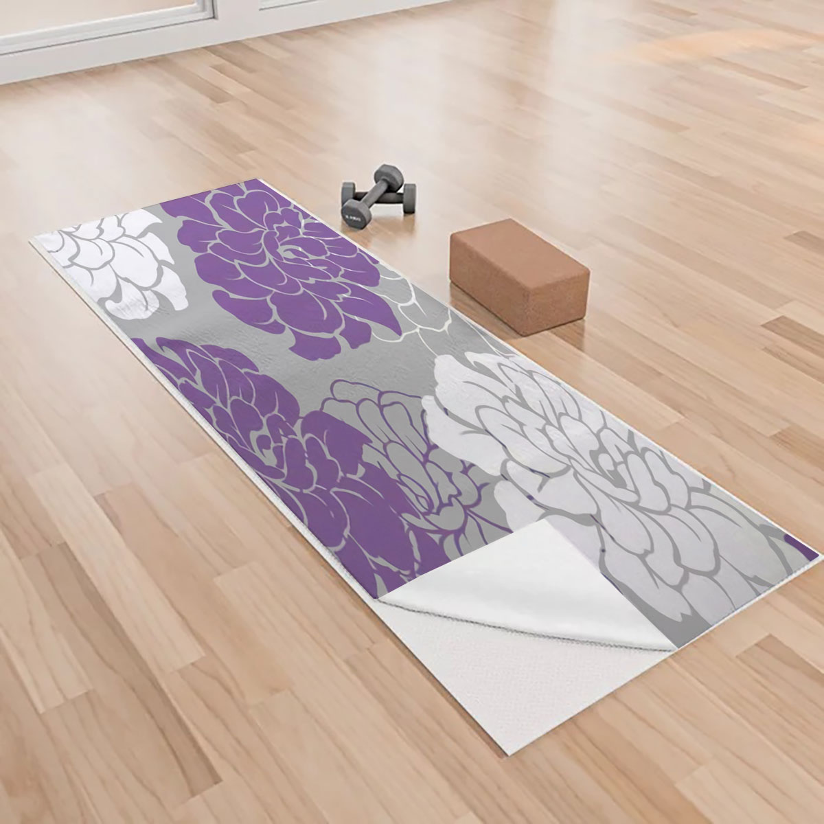Abstract Purple Peony Yoga Towels