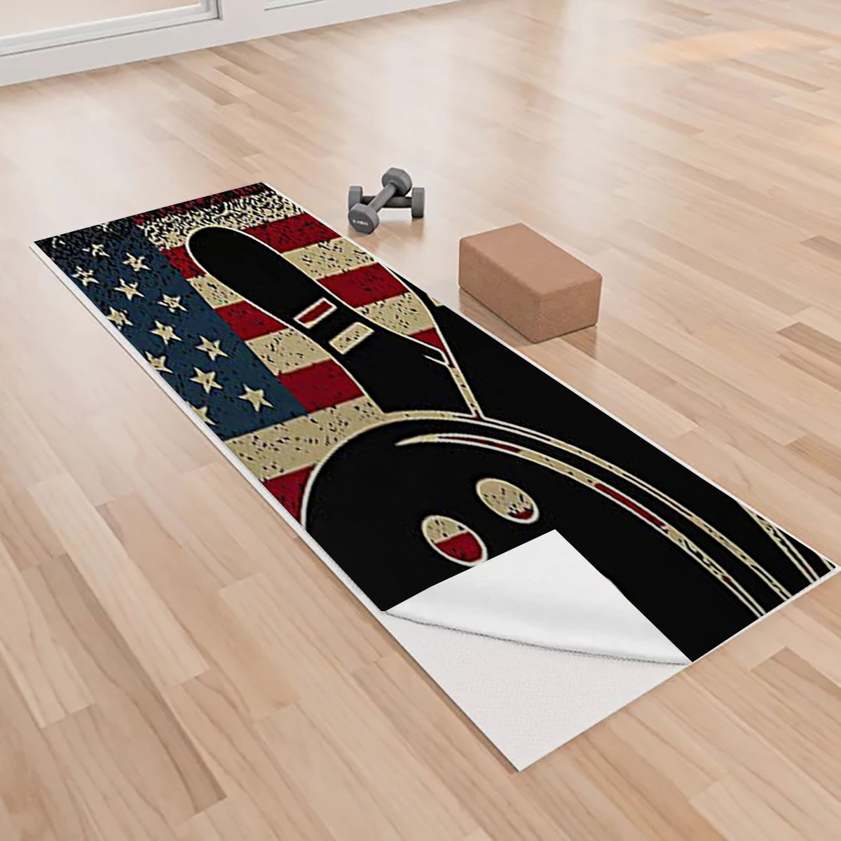 American Flag Black Bowling Yoga Towels