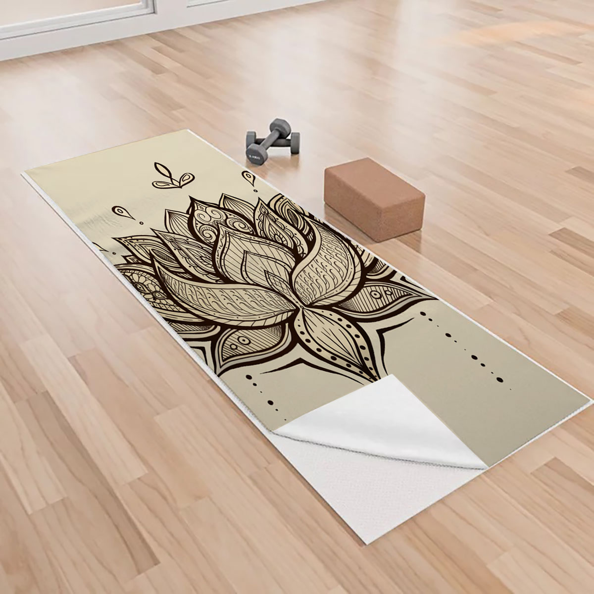 Beige Lotus Yoga Towels