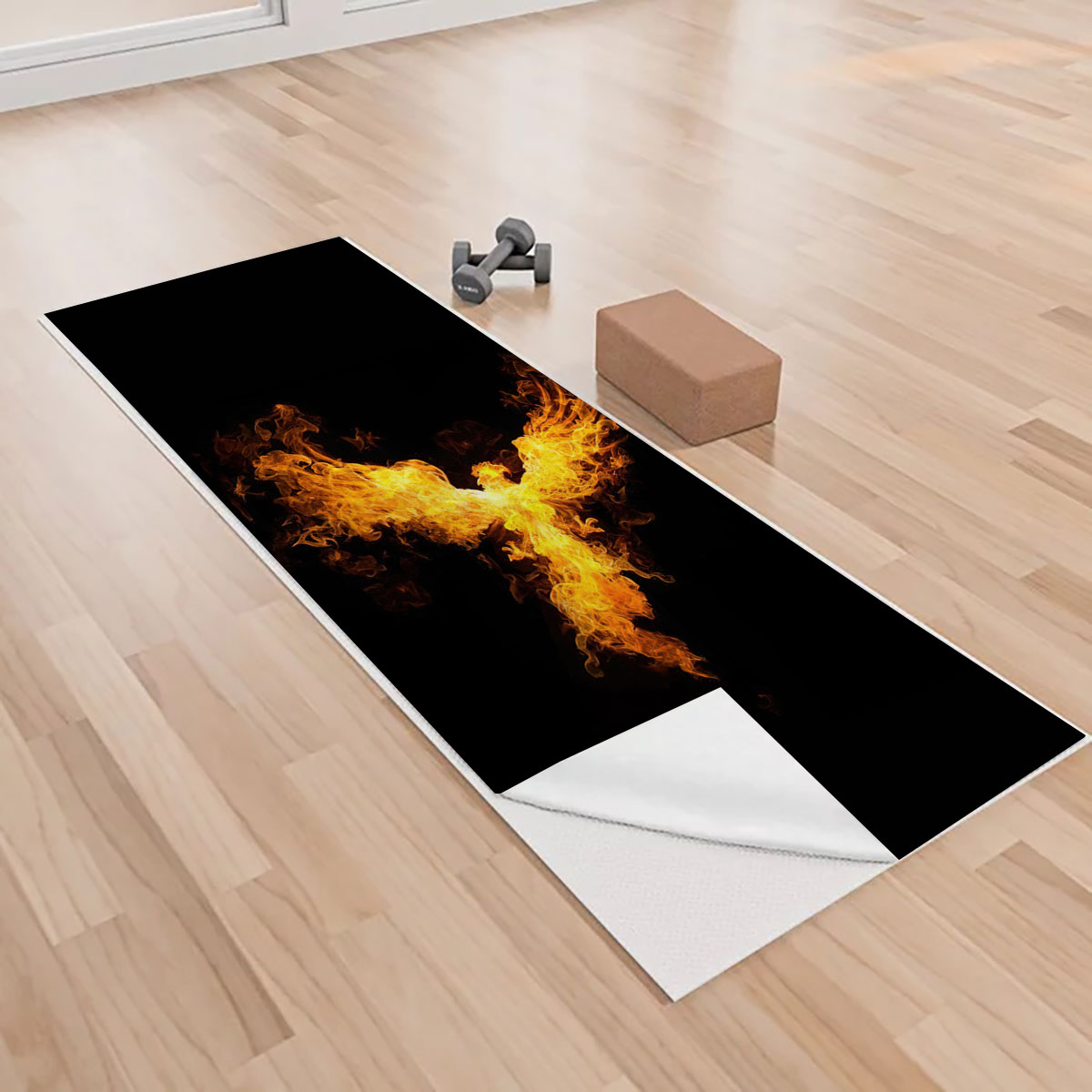 Black Fire Phoenix Yoga Towels