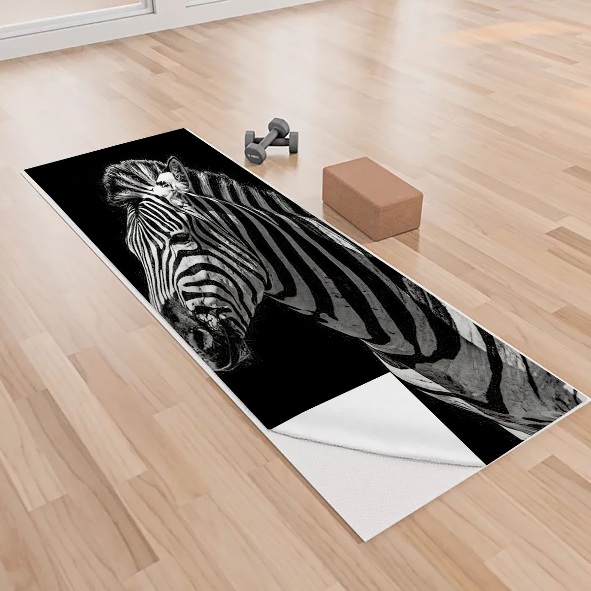 Black Wild Zebra Yoga Towels