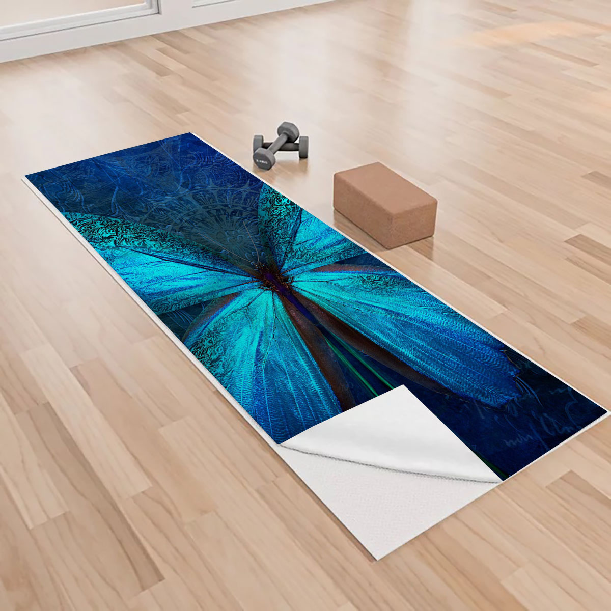 Blue Butterfly Yoga Towels