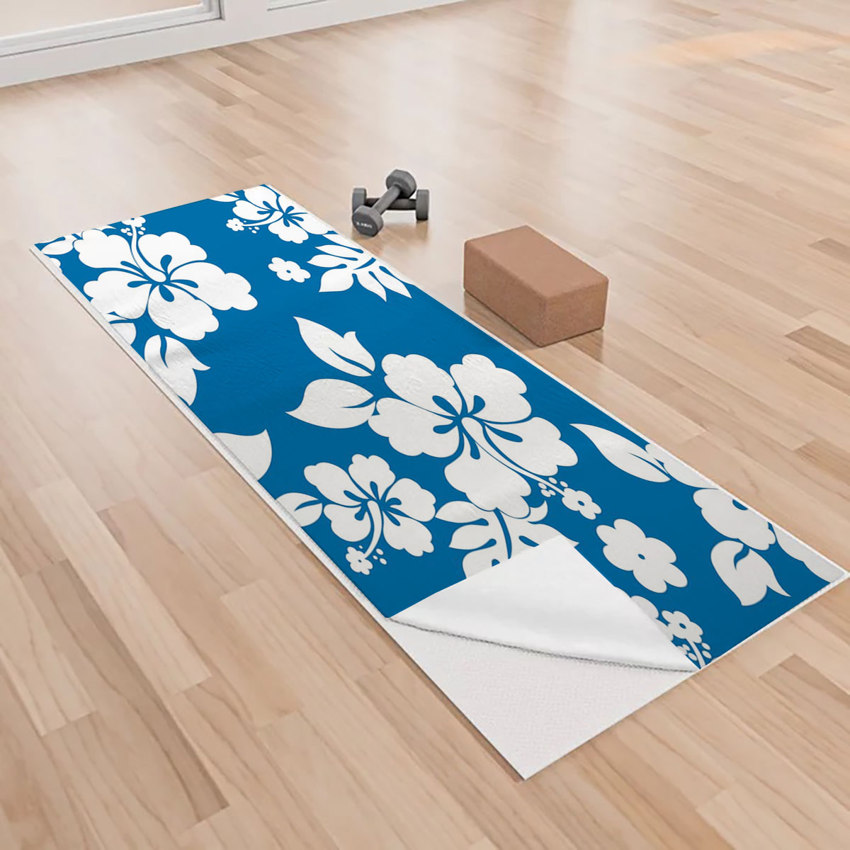 Blue Hawaii Hibiscus Yoga Towels