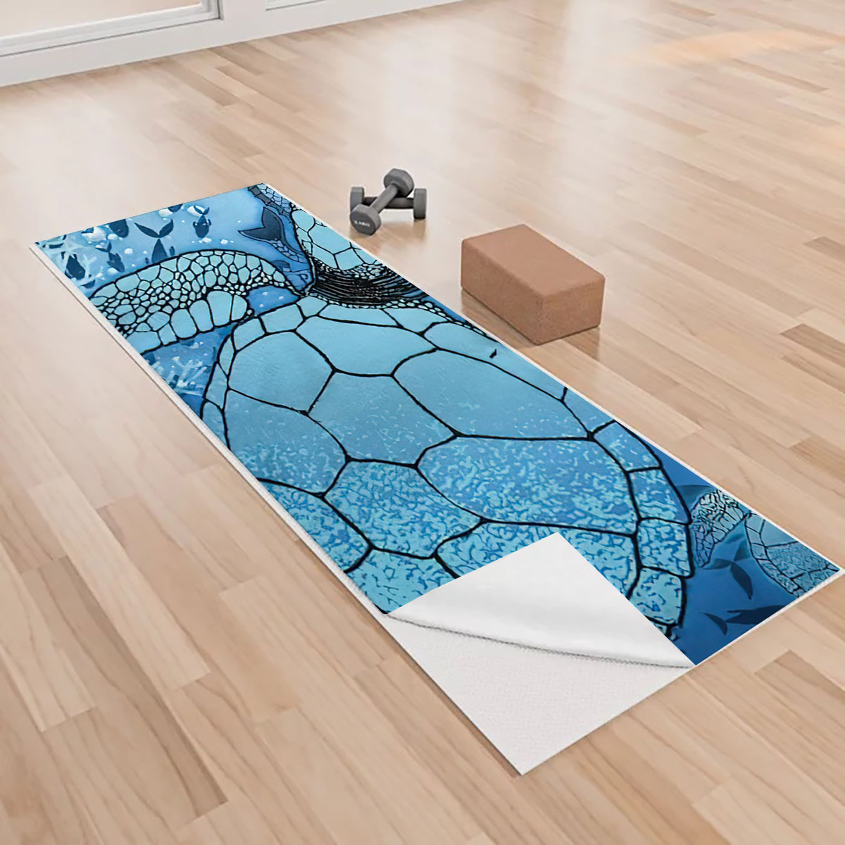 Blue Sea Turtle Yoga Towels